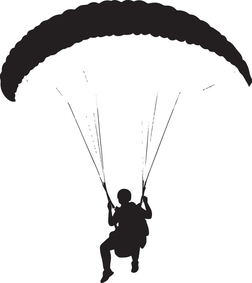 Paragliding A person soaring through the air, suspended from a parachute-like wing, with the wind lifting them. full length silhouette black illustration vector