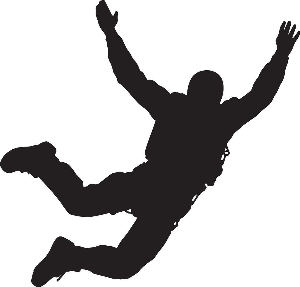 Airborne Freefall A silhouette of a person in freefall, arms and legs spread while descending. vector