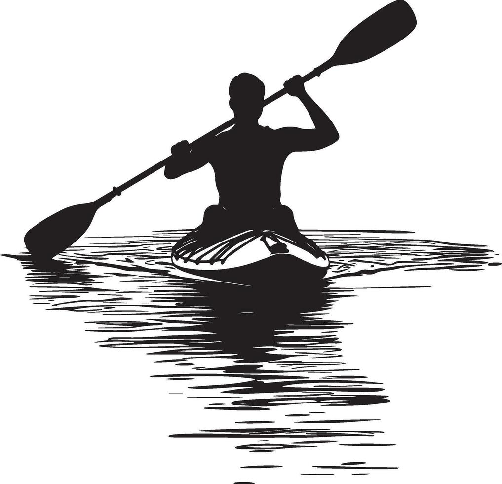 J-Stroke Person using a shaped paddle movement to adjust direction. Full silhouette in black design. vector