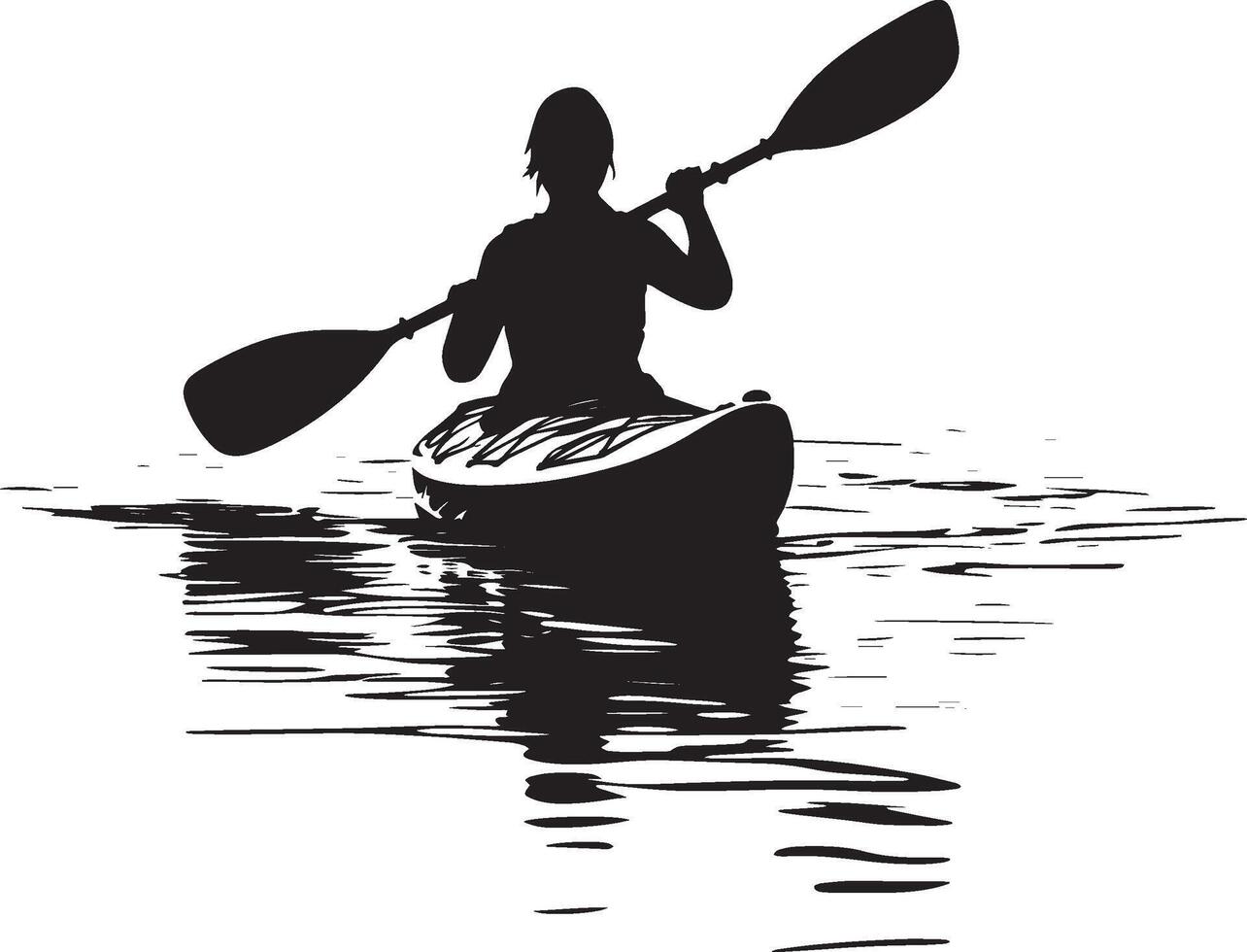 J Person paddling in a Shape to correct direction. full length silhouette black illustration vector