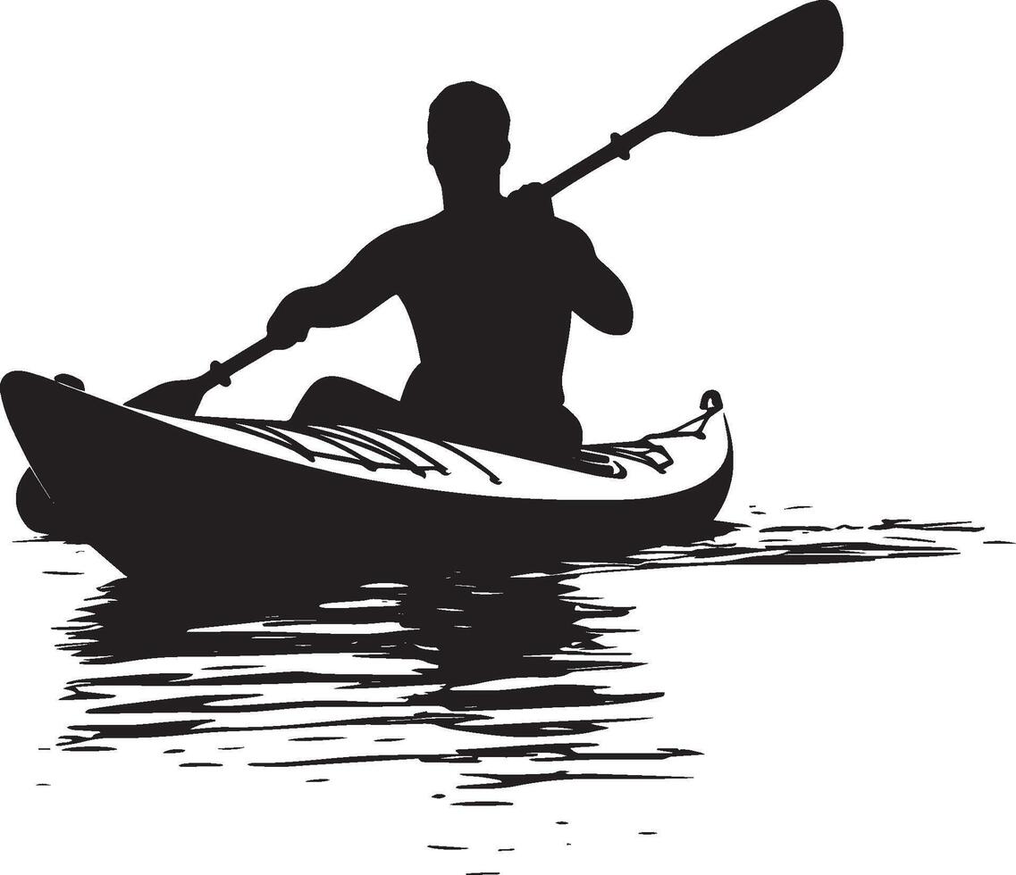 Low Angle Stroke Person paddling with a shallow stroke for long distances. full length silhouette black illustration vector