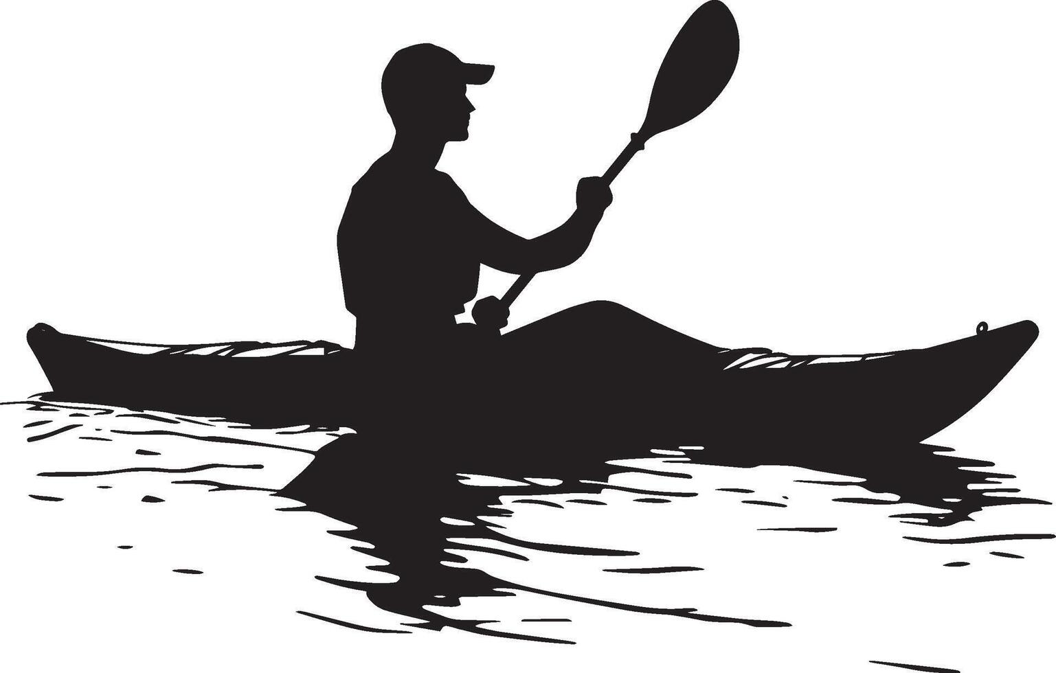 Low Angle Stroke Individual using a shallow paddle stroke for extended distances. Full silhouette in black design. vector