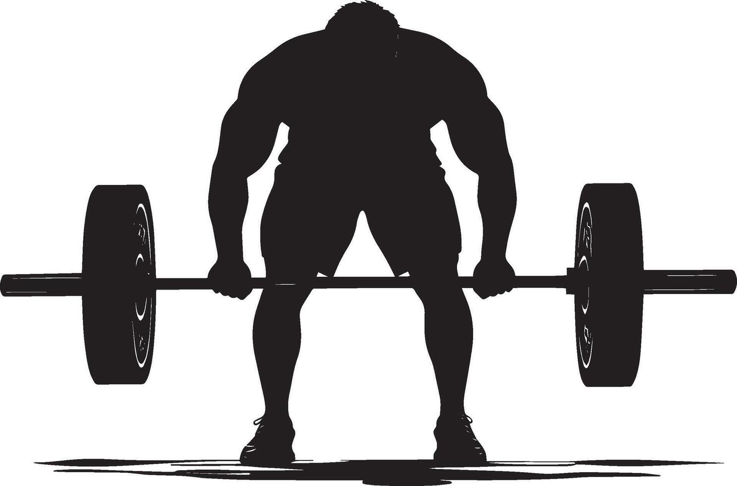 A lifter bending at the hips and knees, gripping the barbell with arms extended, back straight, and ready to lift. full length silhouette black illustration vector
