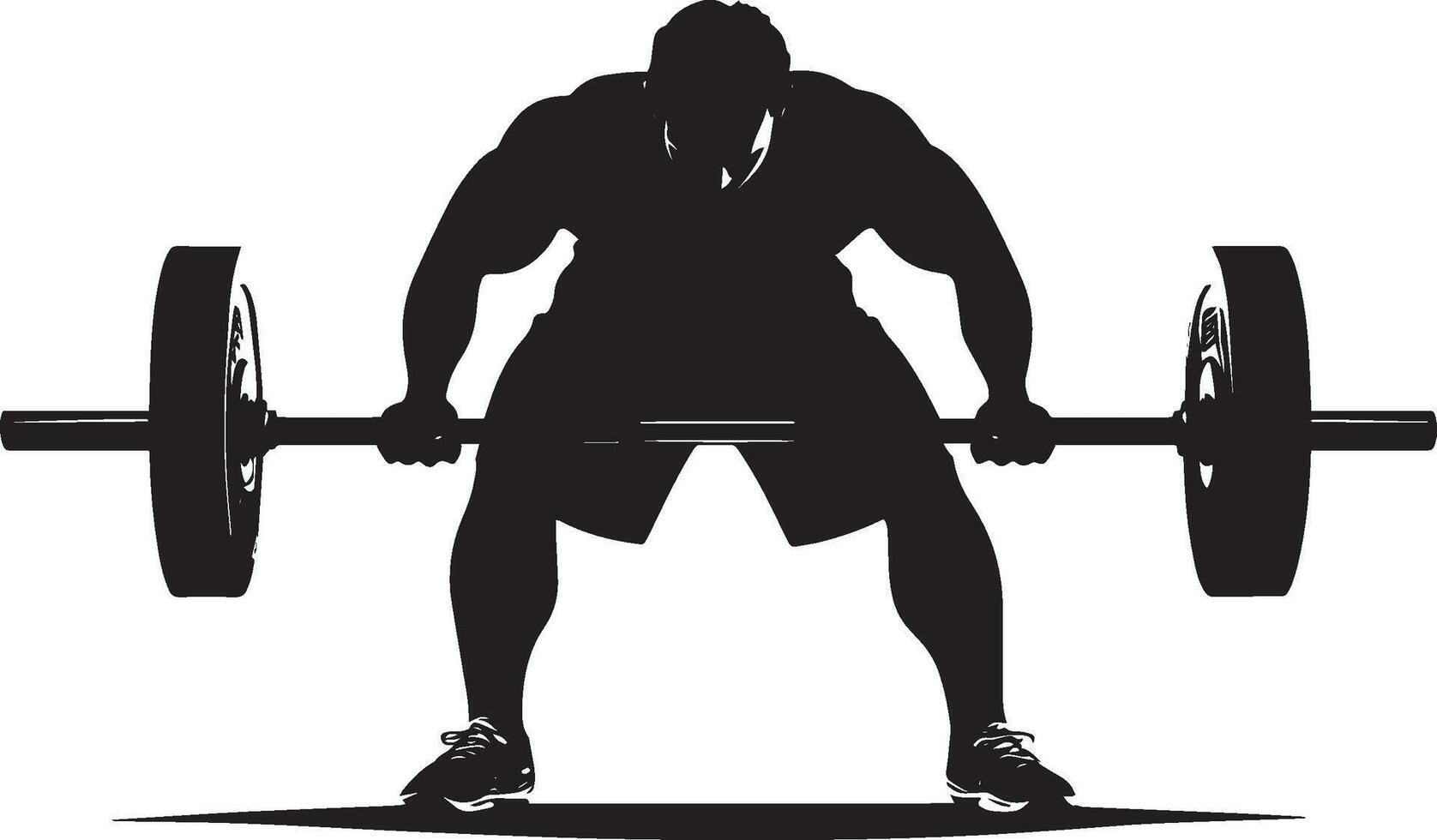 lifter bent at the hips, pulling the barbell up toward their torso, elbows bent and back straight. full length silhouette black illustration vector