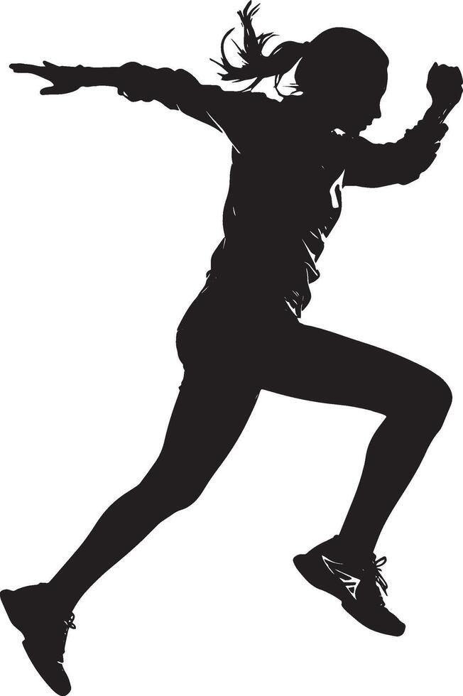 A badminton player rotating on one foot while preparing for a shot from an unexpected angle. full length silhouette black illustration vector