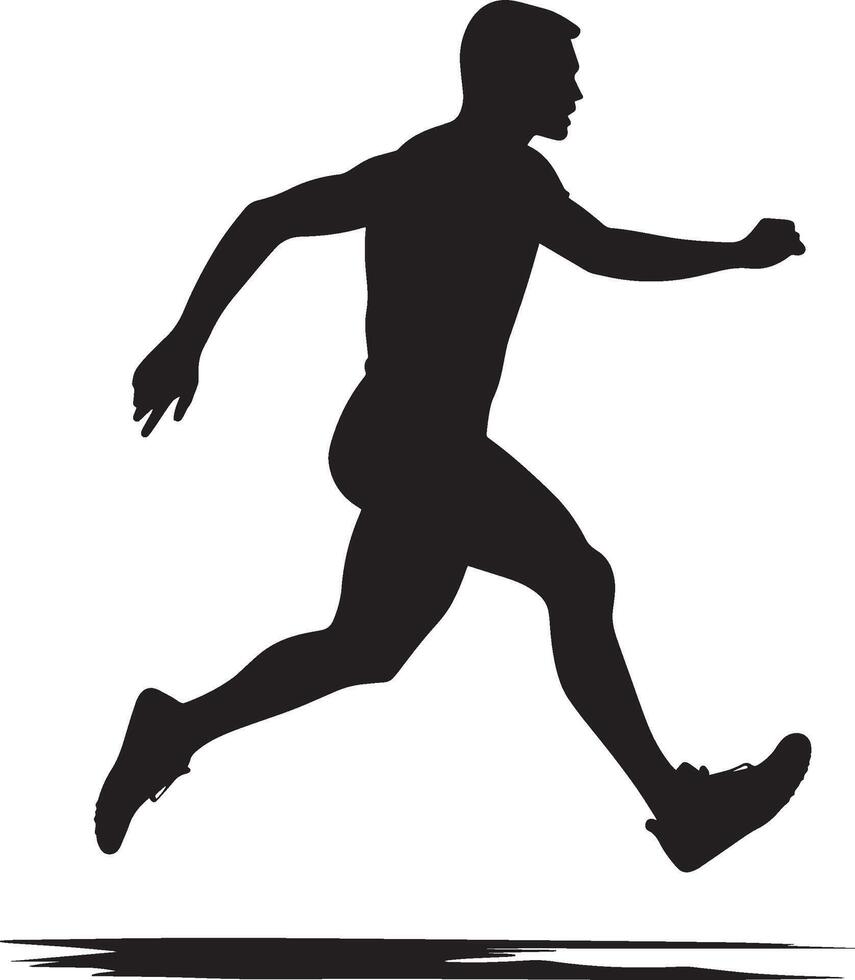 A jumper executing the hop phase of the triple jump, with one leg extended forward. Full-length silhouette black illustration. vector