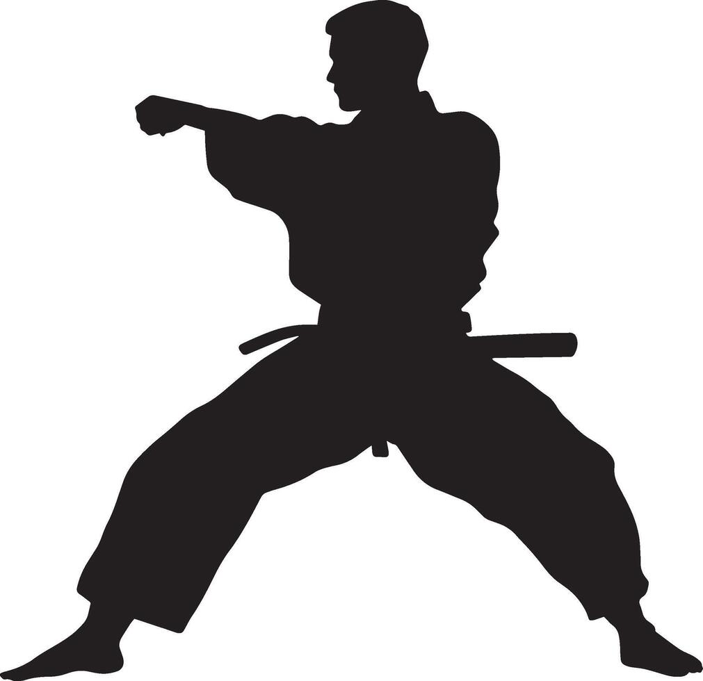 Both arms forming an X to intercept an attack. full length silhouette black illustration vector