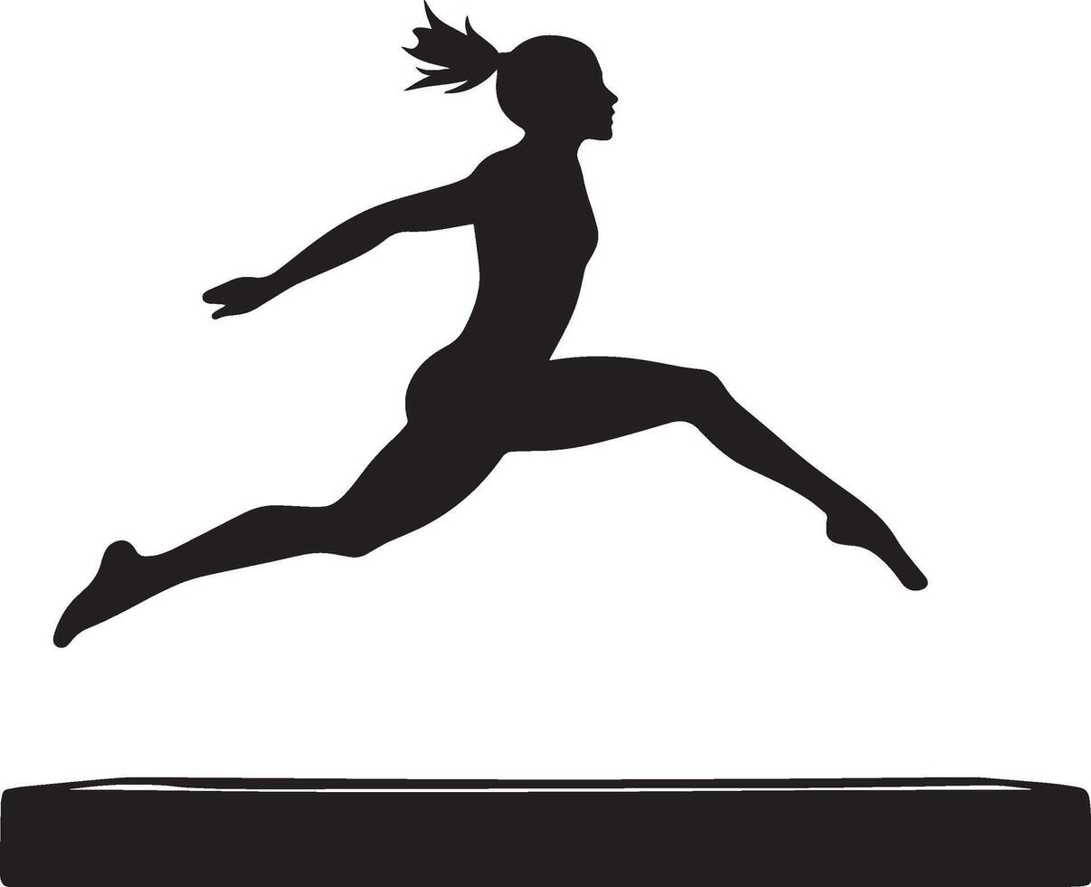 A gymnast sprinting towards the vaulting table. full length silhouette black illustration vector