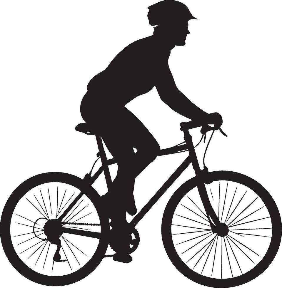 Easygoing Rider Person cycling in an upright stance, relaxed grip on handlebars, silhouette art. vector