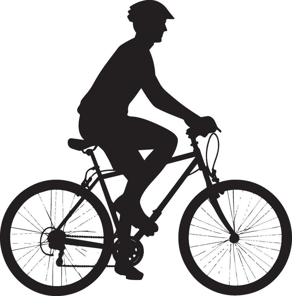 Casual Bike Ride Cyclist with a relaxed posture, lightly gripping the handlebars, silhouette. vector