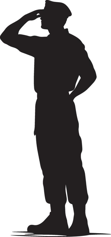 A sailor standing tall, hand shielding eyes while scanning the horizon. full length silhouette black illustration vector