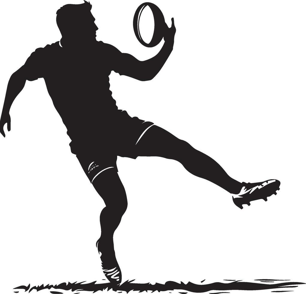 Kicking Stance Player lined up for a penalty kick, silhouette illustration. vector