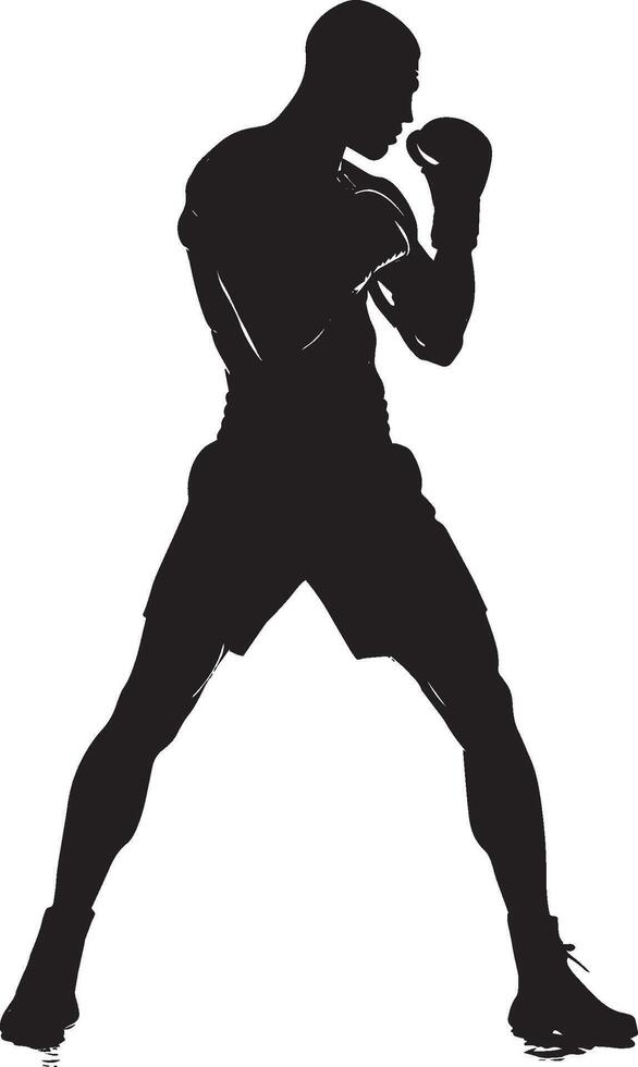 Shadowboxing A boxer practicing punches in the air, with no opponent. full length silhouette black illustration vector
