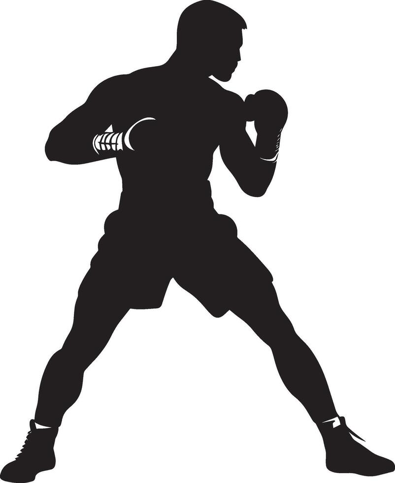 Sideways Dodge Boxer sidestepping while maintaining stance, full-body silhouette. vector