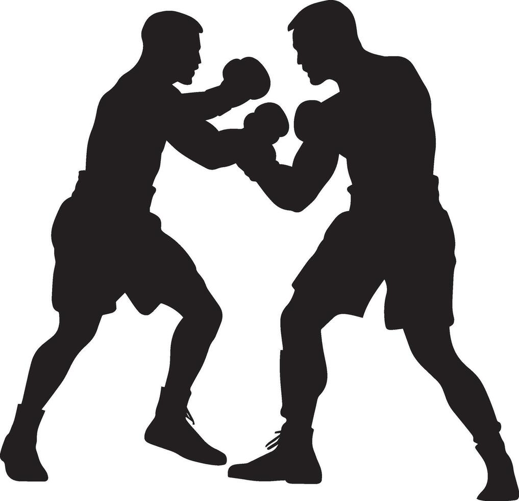 KO Strike Boxer landing a knockout punch, opponent's head recoiling, black silhouette. vector