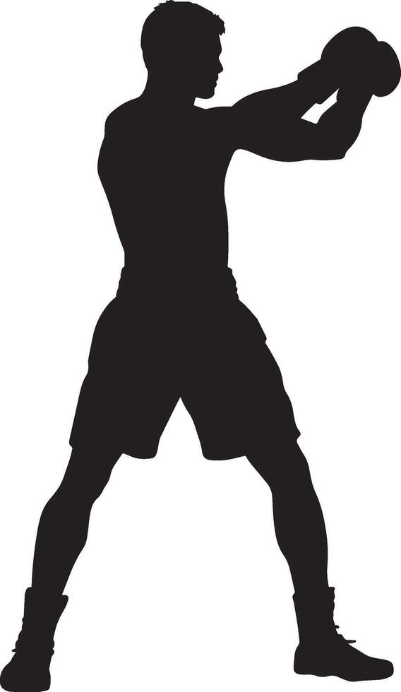 Jab Punch A boxer extending their lead arm, delivering a fast jab. full length silhouette black illustration vector