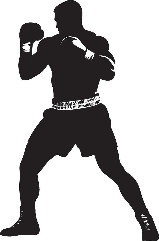 Parry A boxer deflecting an incoming punch with their hand or glove. full length silhouette black illustration vector