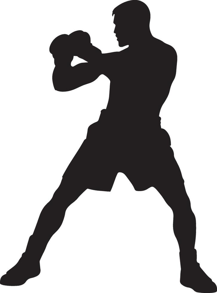 Overhand Punch A boxer swinging an overhand punch with a wide arc. full length silhouette black illustration vector