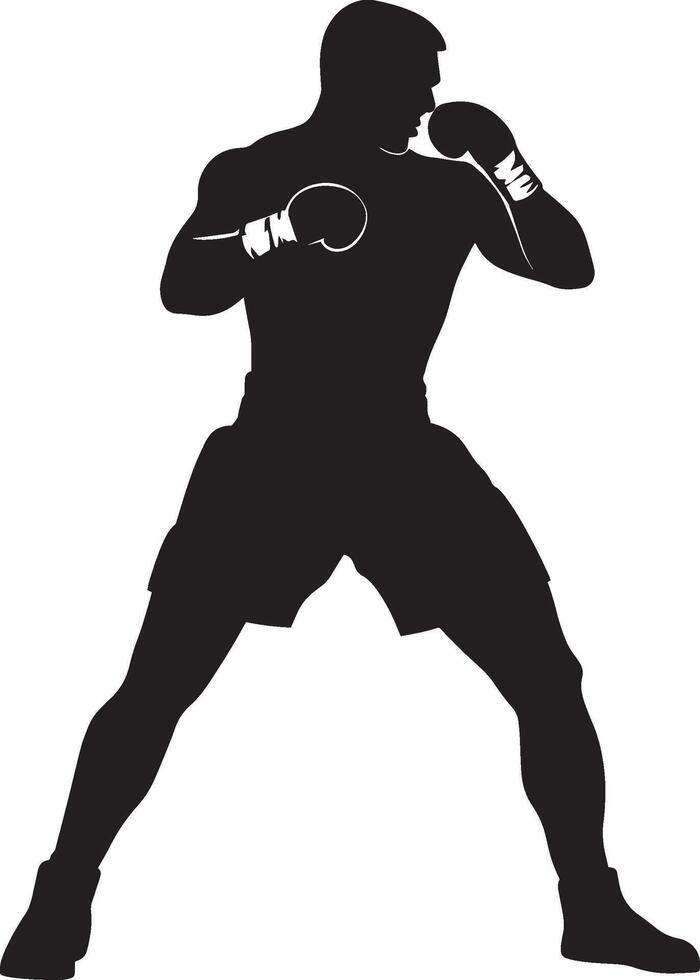 Lead Hand Hook Boxer executing a lead hook punch, full-body silhouette. vector