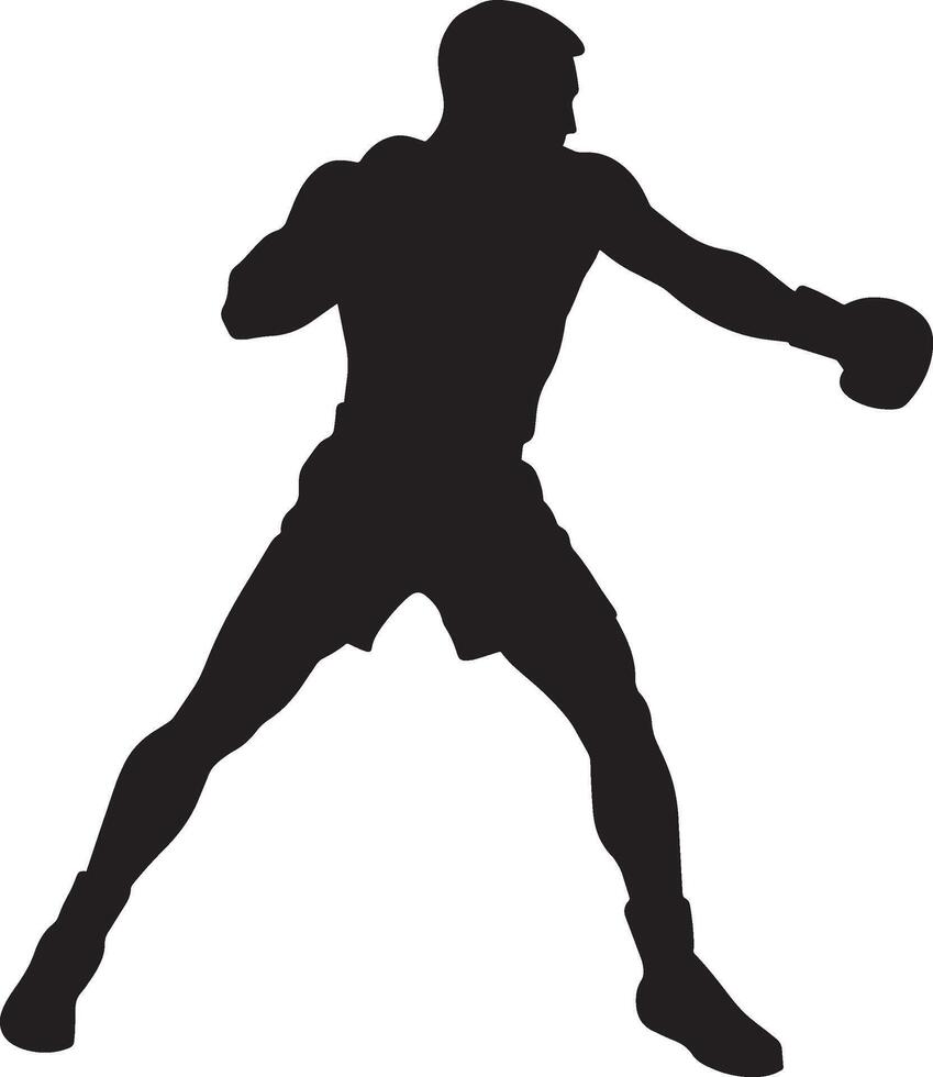 Body Blow Boxer delivering a punch to the opponent's torso, silhouette illustration. vector