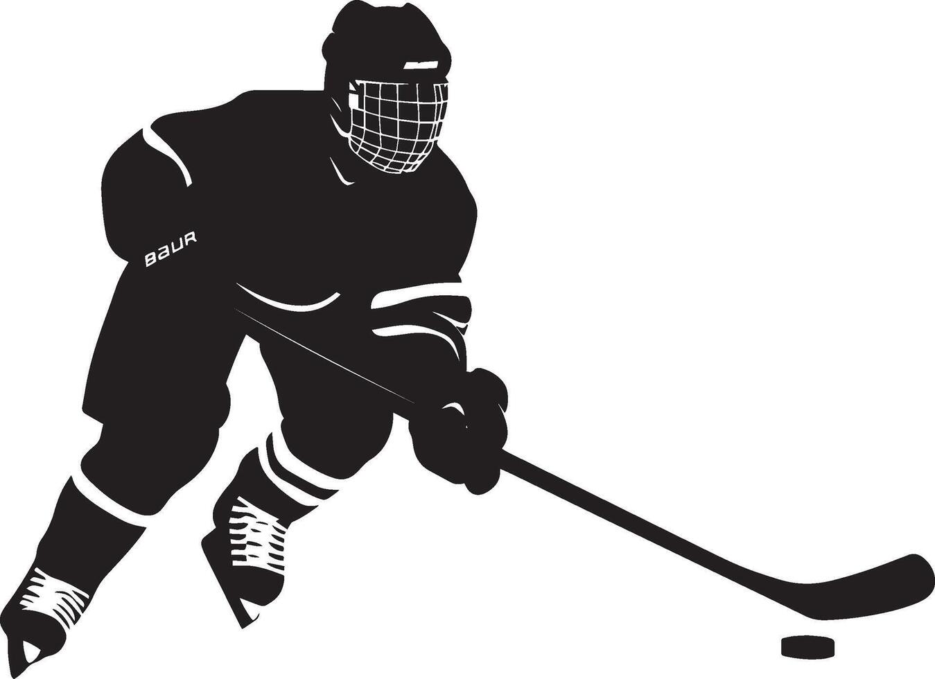 Block the Shot Player positioning to block an incoming puck with stick or body, full-body silhouette. vector