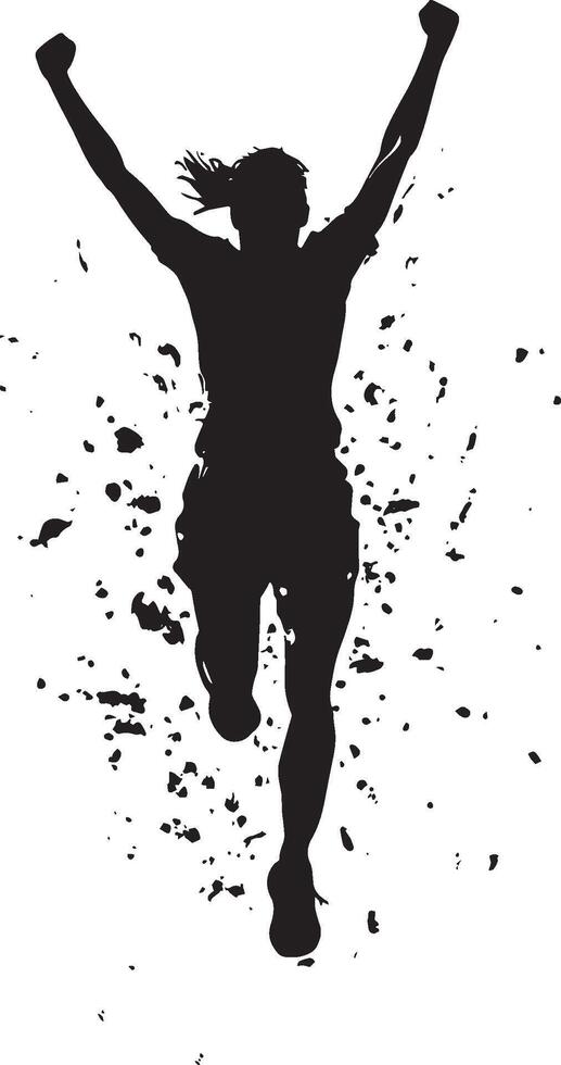 Goal Celebration Silhouette A player running toward the corner flag or toward teammates, arms raised, celebrating after scoring a goal. full length silhouette black illustration vector
