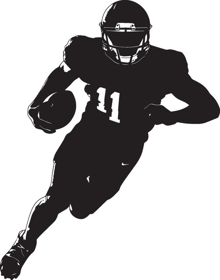Tracking Back Silhouette A player running back on defense, eyes focused on an opponent or the ball as they try to intercept or block. full length silhouette black illustration vector