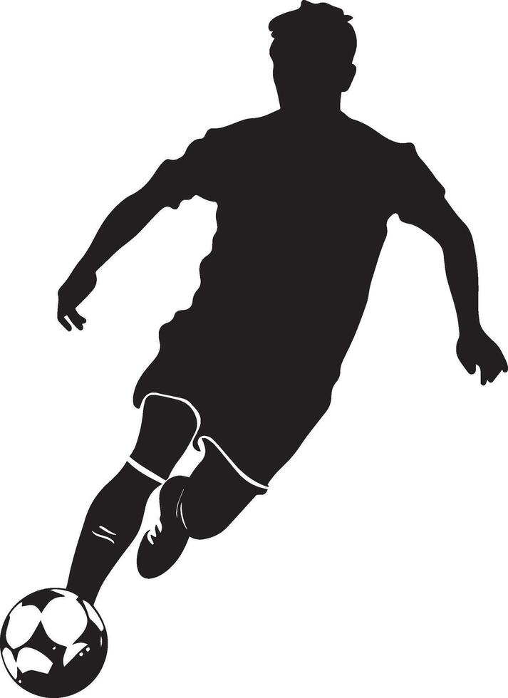 A player passing the ball backward with their heel to surprise the defense, full-length silhouette . vector