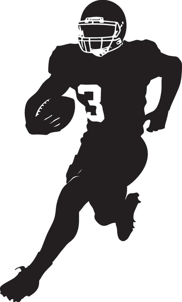 A player sprinting back on defense, eyes locked on the ball or opponent, full-length silhouette illustration. vector