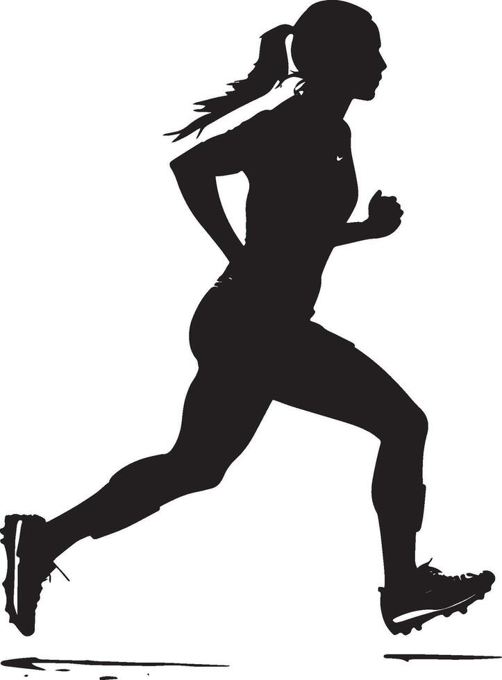 Diagonal Run Silhouette A player making a diagonal run across the field to create space and receive a pass. full length silhouette black illustration vector