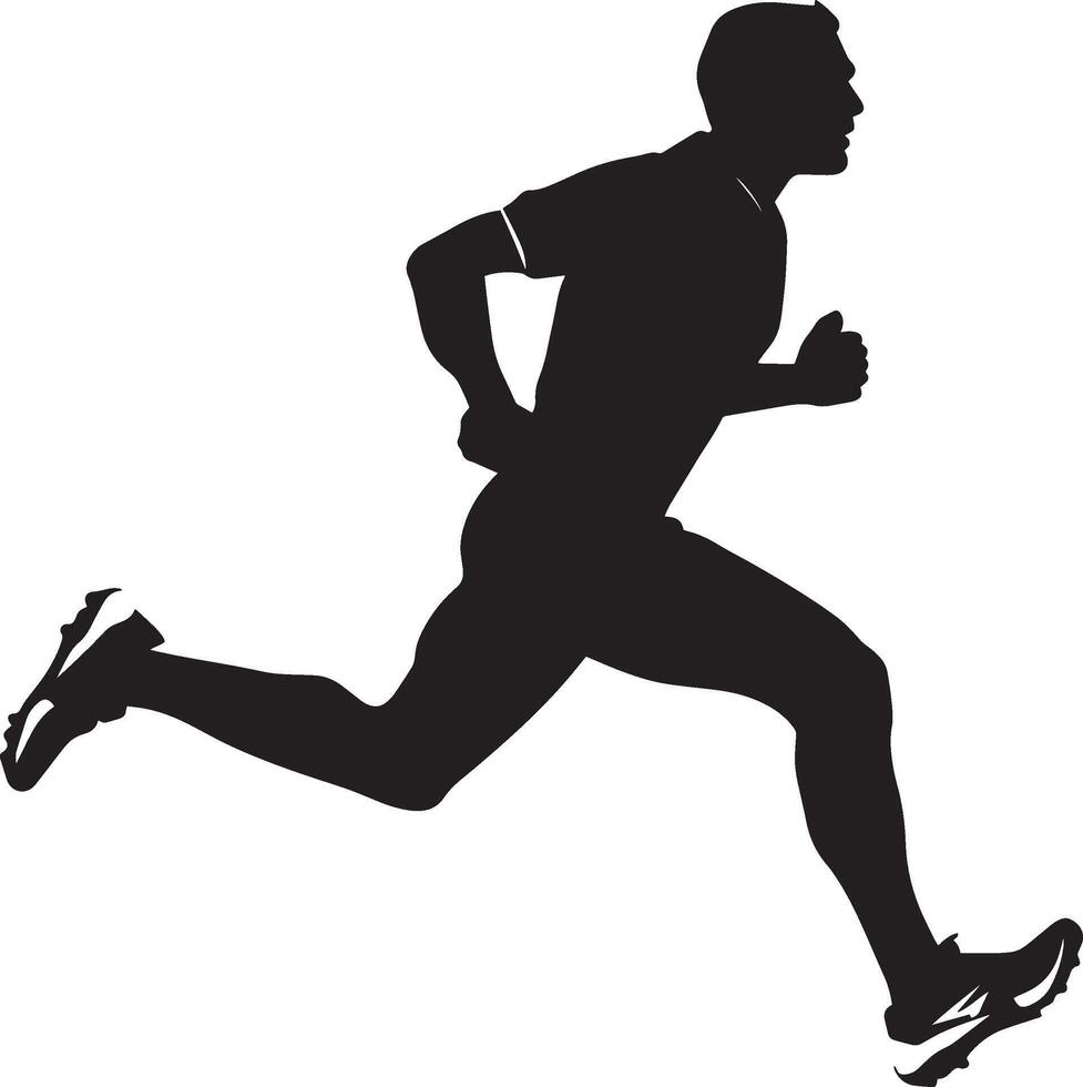 A runner leaning forward, sprinting toward first base, with legs in full stride, full-length silhouette vector
