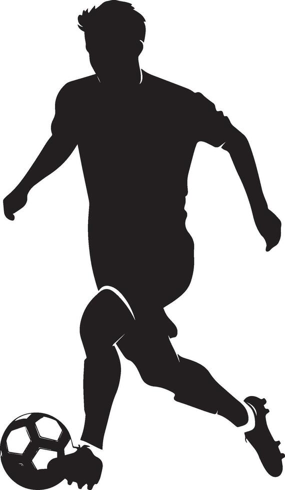 A player executing a Cruyff Turn, using the inside of their foot to drag the ball behind them, full-length silhouette . vector
