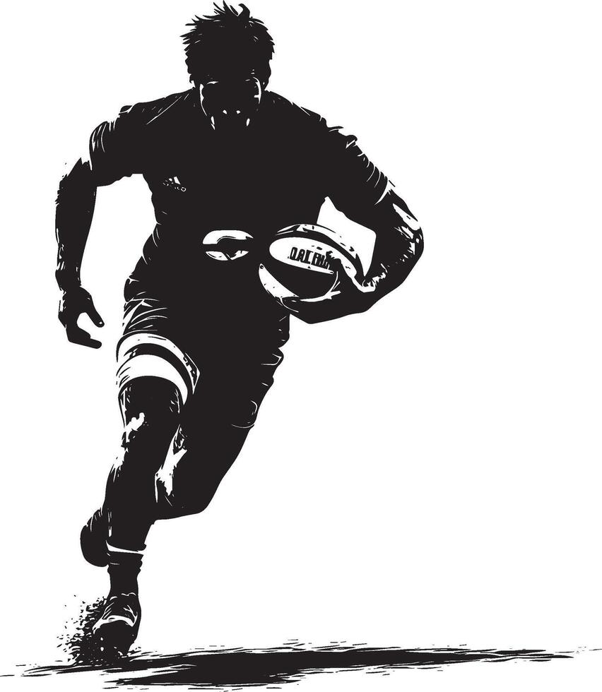 Spin Move Silhouette A player executing a spin move to evade a defender, with the ball rotating in their hands. full length silhouette black illustration vector
