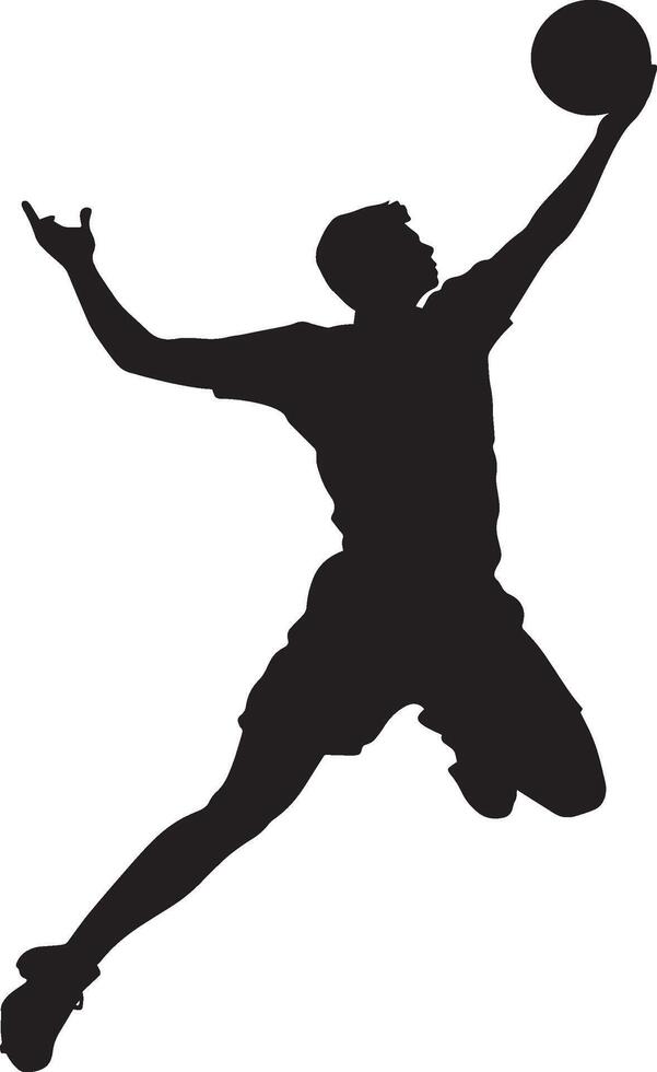 A person mid-throw or pass, playing a team sport like football, basketball, or volleyball. vector
