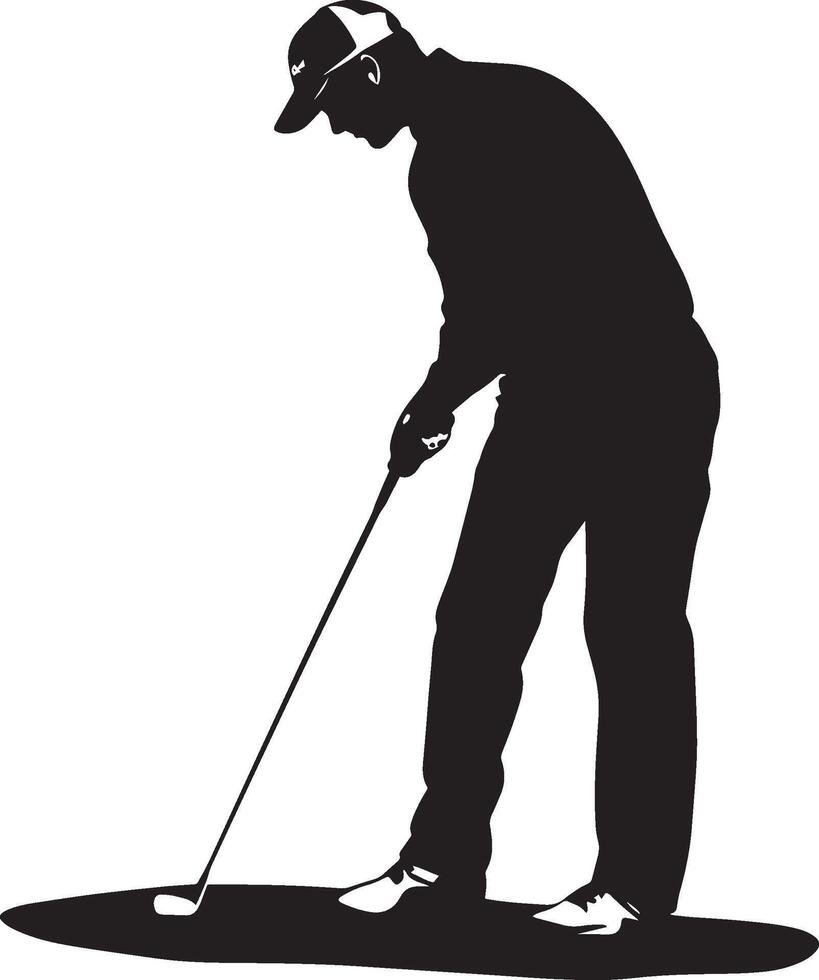 A golfer working on chip shots with precision near the green. vector