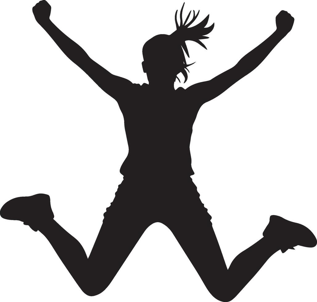 A person performing jumping jacks, arms and legs spread wide in mid-motion. vector