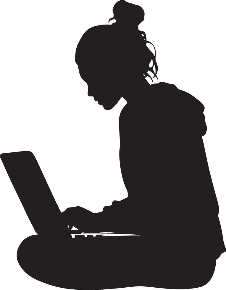 A person creating a digital media project on a laptop or computer. vector
