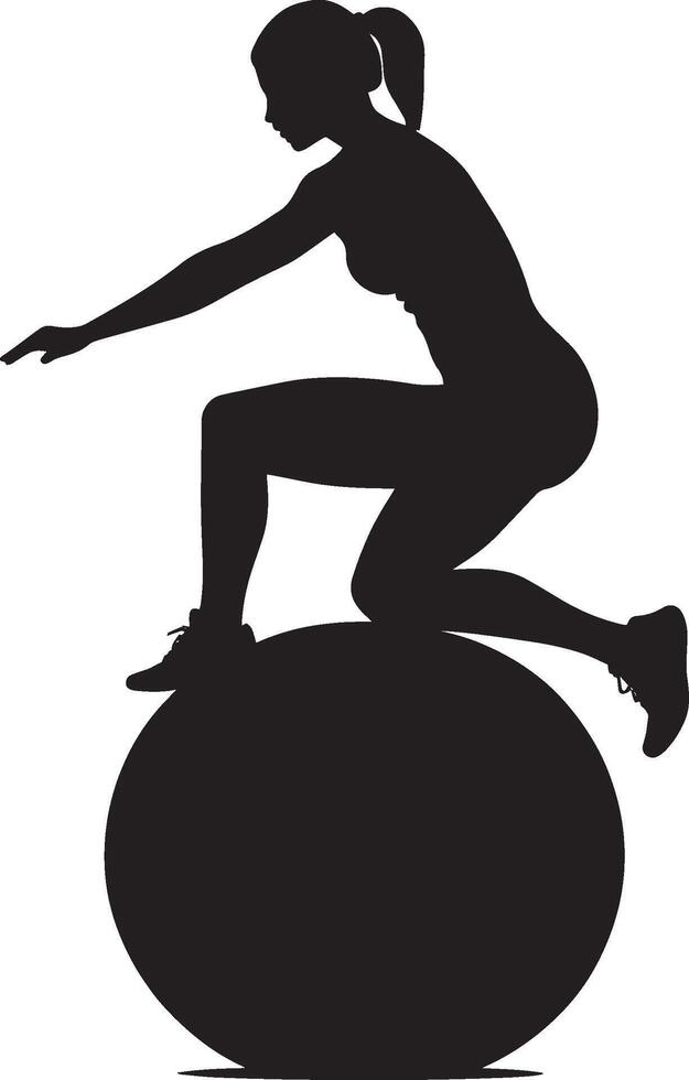 A person performing squats on a Bosu ball, arms extended for balance. vector