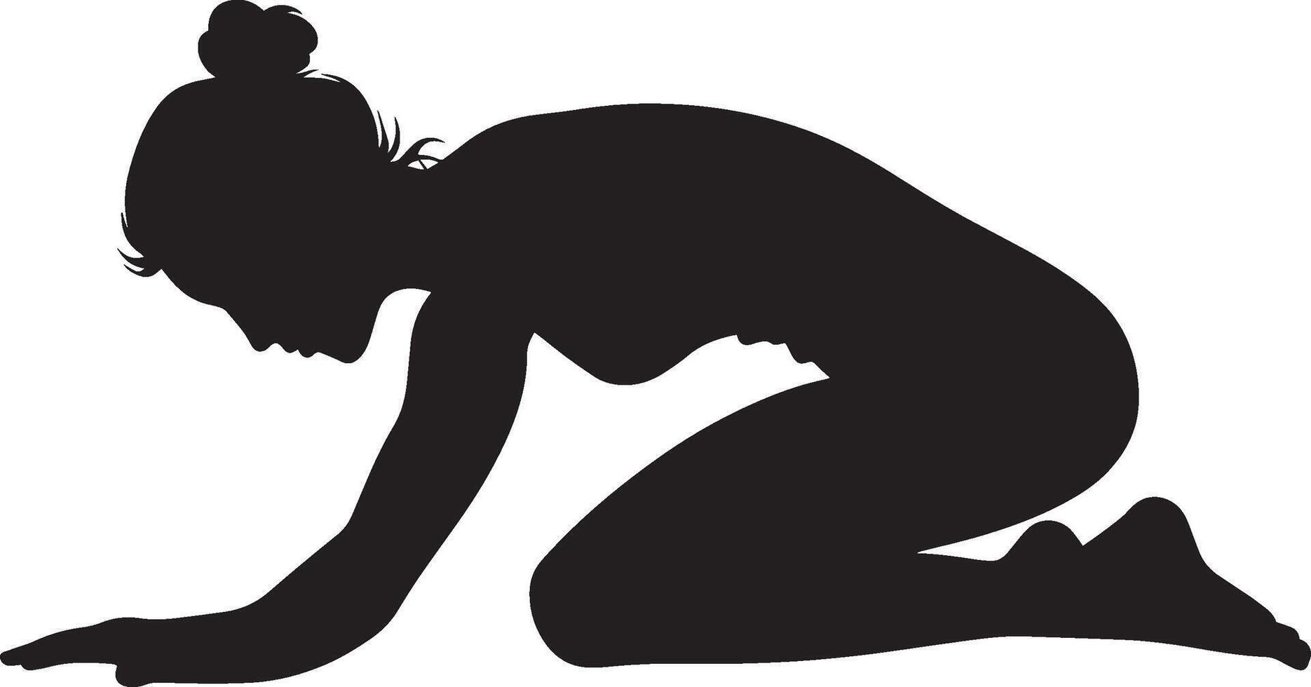 A person moving between arching and rounding their back on hands and knees. vector