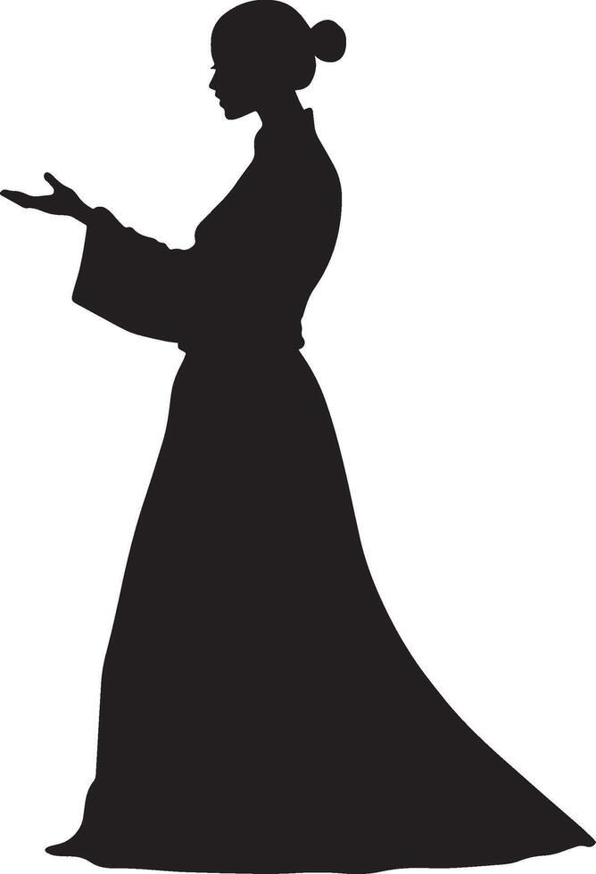 A person standing gracefully, hands outstretched in a flowing Tai Chi movement. vector