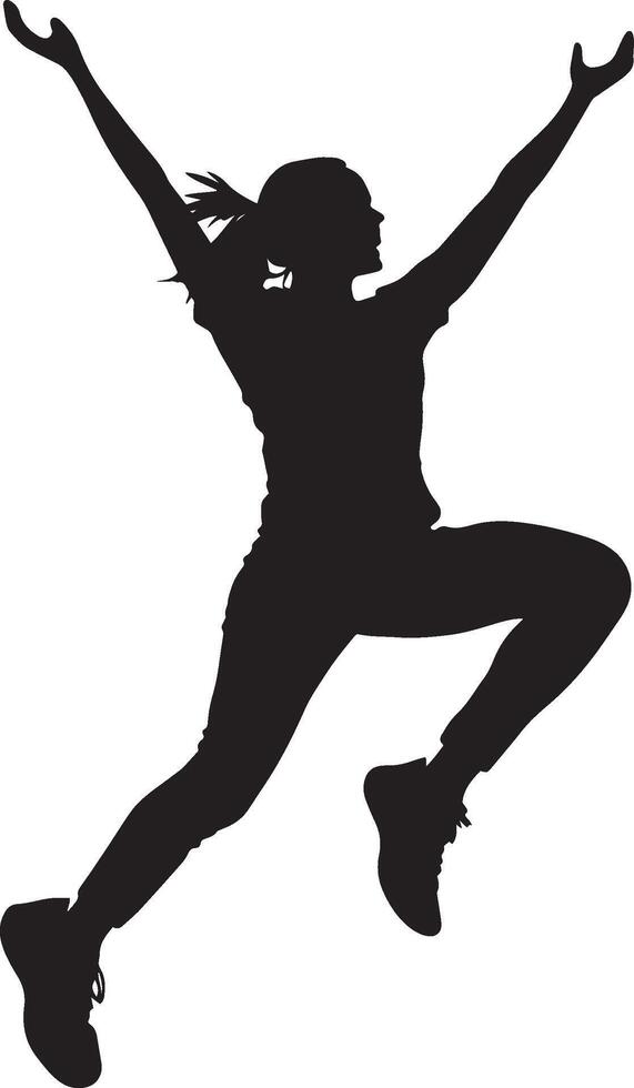 A person in mid-air, arms and legs spread wide while performing jumping jacks. vector
