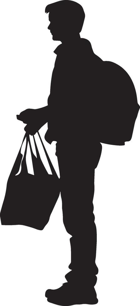 Volunteering Silhouette A student helping in a community or school service activity, vector