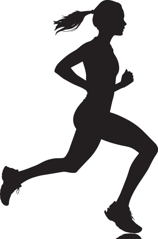 Running Silhouette A person running, legs in motion with one foot off the ground, arms pumping. full length silhouette black illustration vector