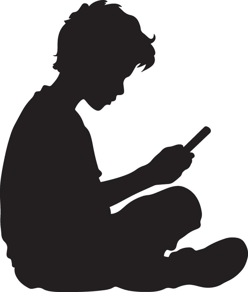 A student using a tablet or computer to play an educational game or app. vector