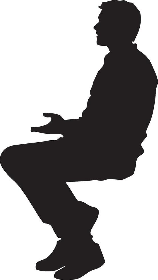 Participating in a Discussion Silhouette A student standing or sitting, speaking or sharing ideas with classmates. full length silhouette black illustration vector