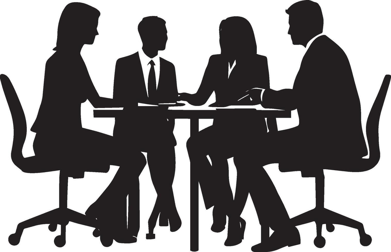 A group of business people gathered around a table, brainstorming and collaborating on ideas. vector