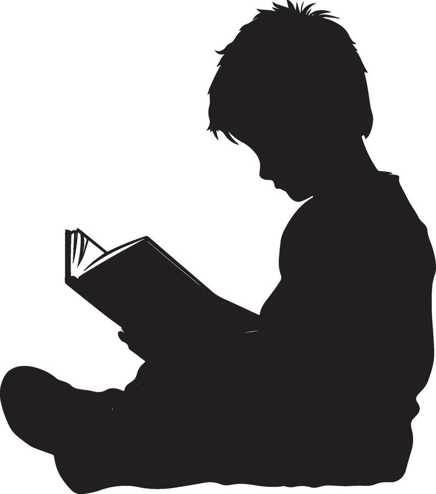 Reading a Book Silhouette A student sitting or standing, focused on reading a book or textbook. full length silhouette black illustration vector