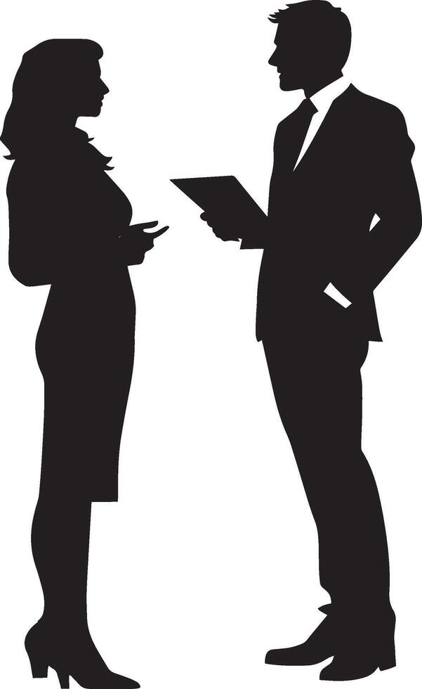 A professional standing, pitching a proposal or idea to a client. vector