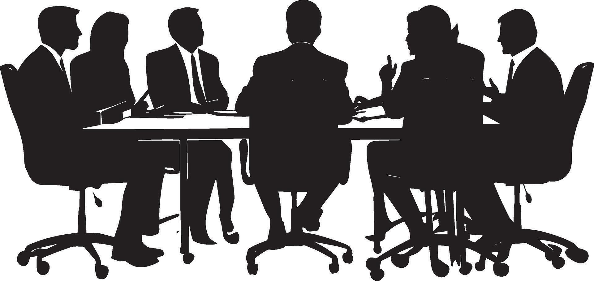 Silhouette of Professionals Seated at a Conference Table vector
