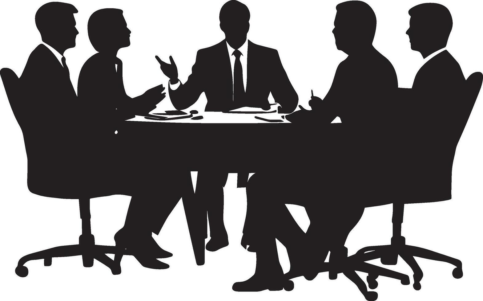 Corporate Meeting Scene Full-Length Silhouette Illustration vector